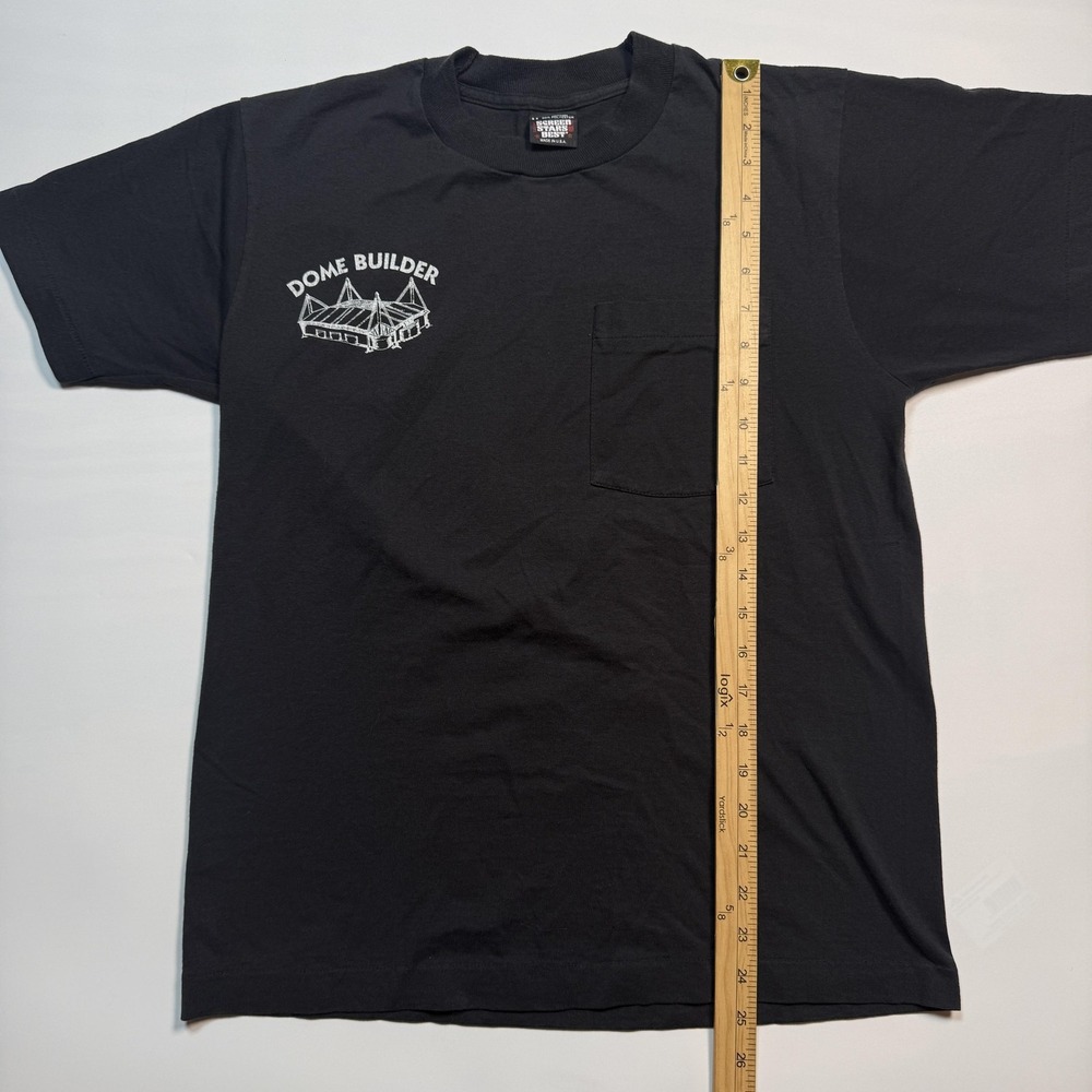 Vintage I Helped Build The Dome Shirt Mens Medium Black Pocket San Antonio Tee - Picture 5 of 6